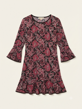 Michael Kors paisley print long sleeve fit and flare mini dress